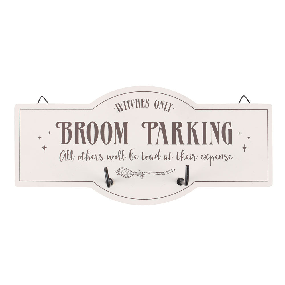 Broom Parking Halloween Wall Hook Sign