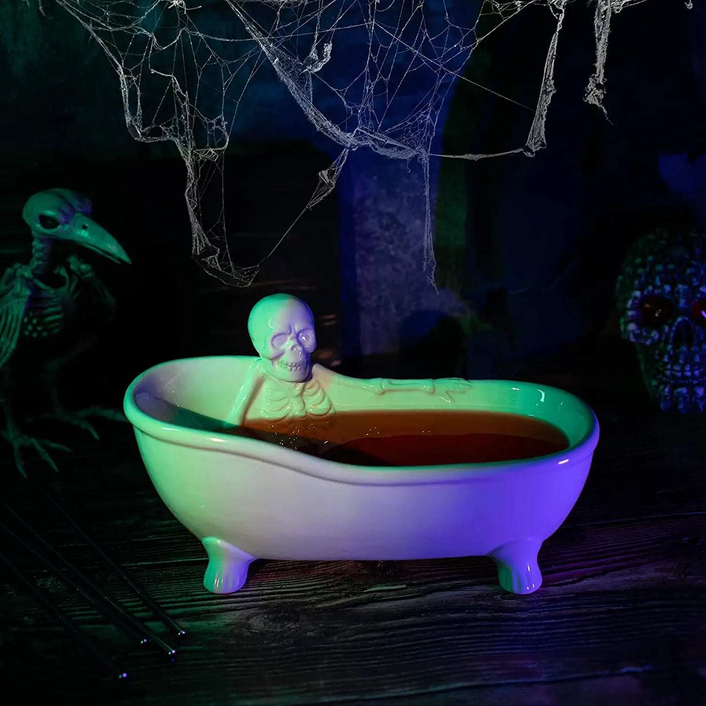 Skeleton Bathtub Cocktail Drinking Cup Sharer With Straws