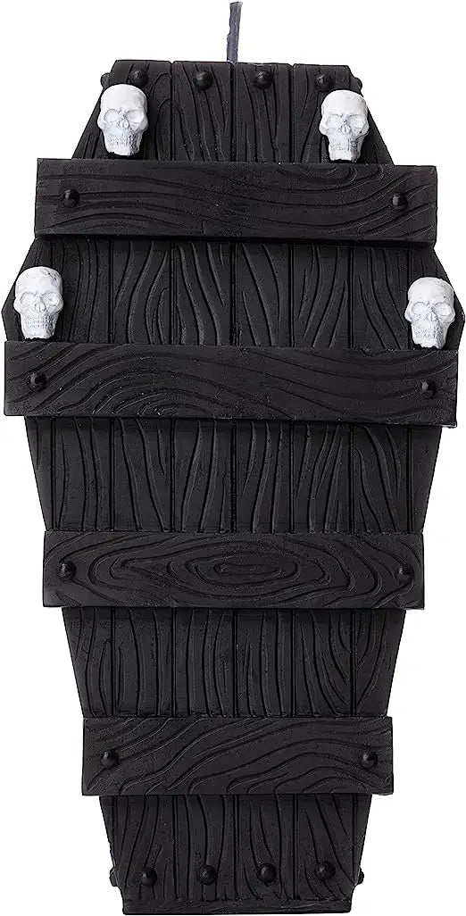 Gothic Coffin Skeleton Candle With Metal Skeleton