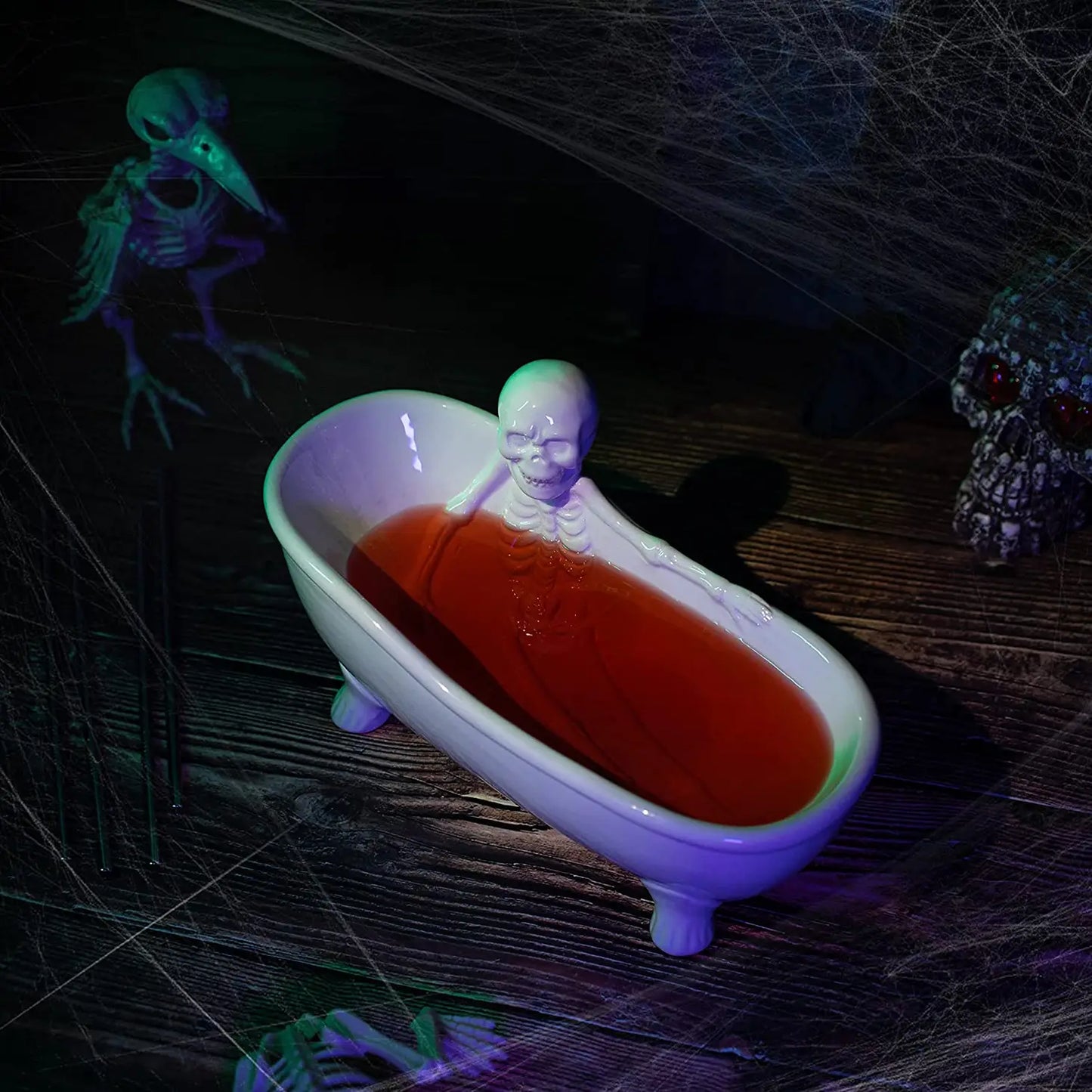 Skeleton Bathtub Cocktail Drinking Cup Sharer With Straws