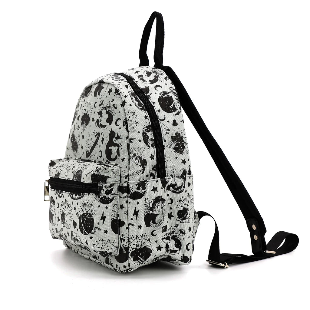Celestial Cat Collage Nylon Mini Backpack