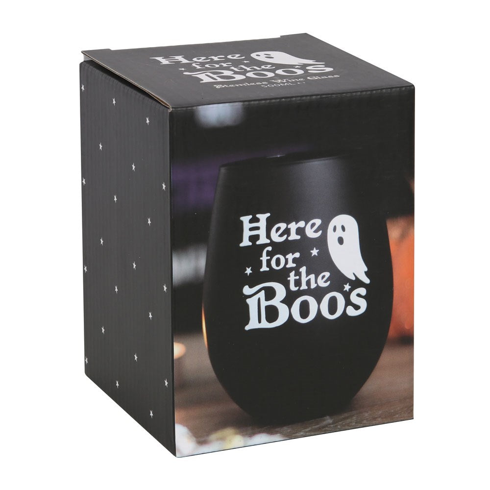 Here For The Boos Halloween Ghost Stemless Glass