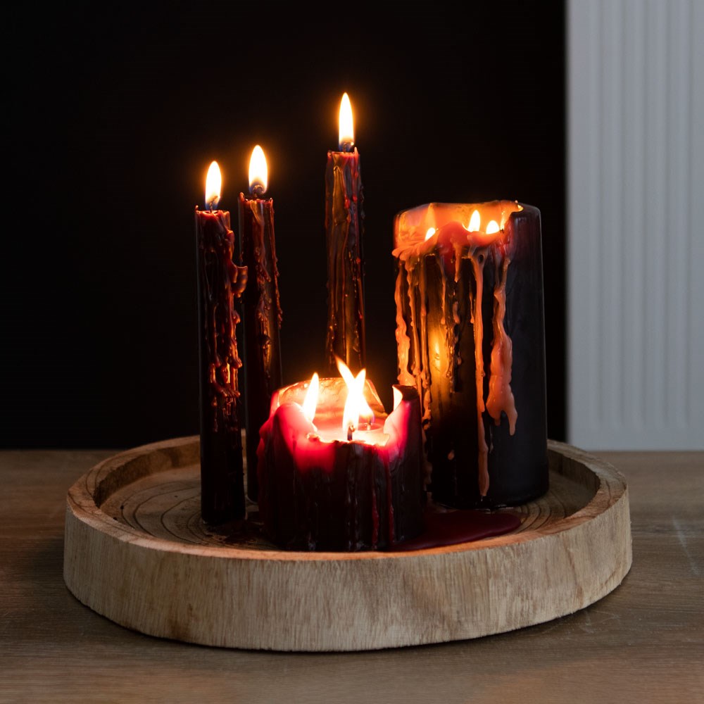 5" Vampire Tears Pillars Candle Black And Red
