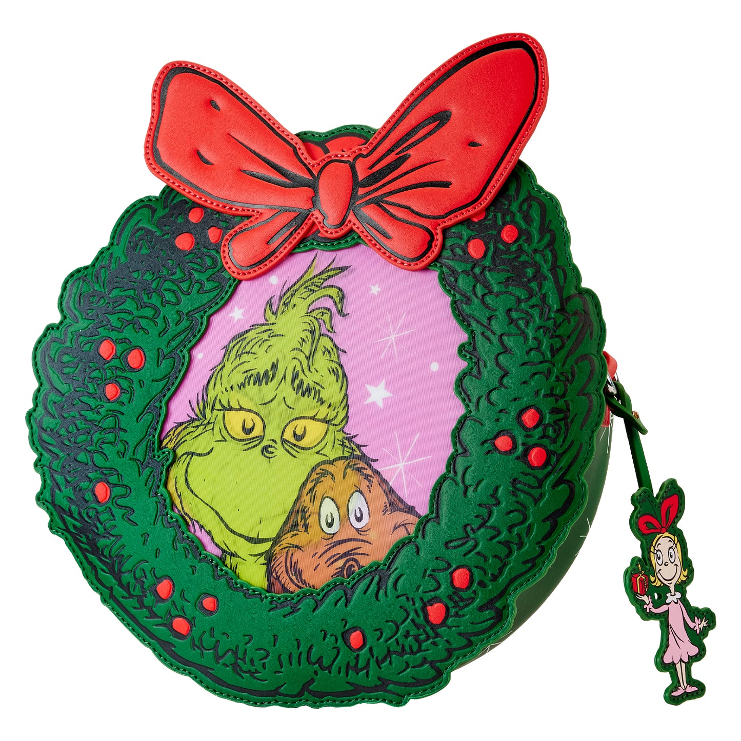 Loungefly Dr. Seuss' How the Grinch Stole Christmas! Wreath Crossbody Purse *PRE-ORDER ITEM*