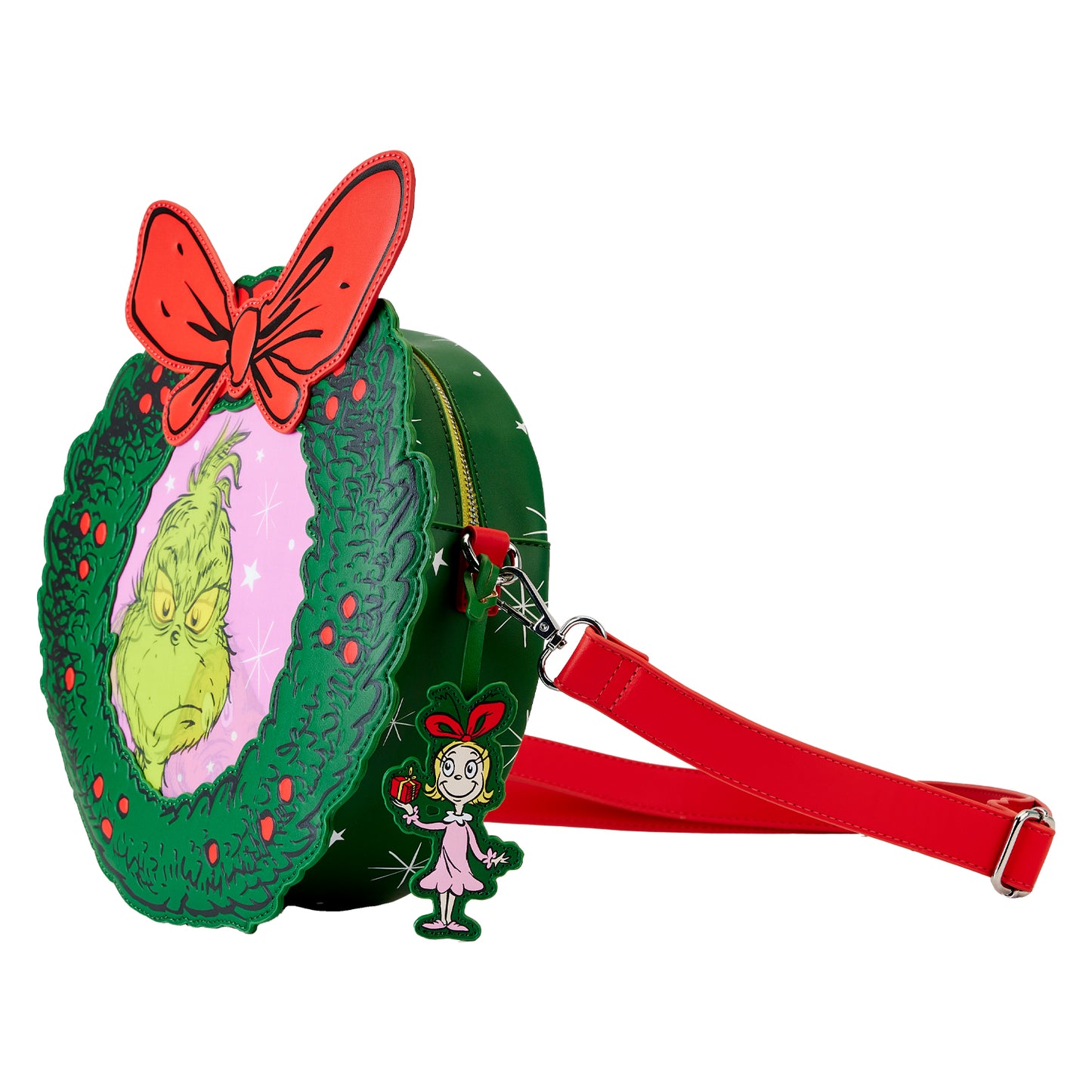 Loungefly Dr. Seuss' How the Grinch Stole Christmas! Wreath Crossbody Purse *PRE-ORDER ITEM*