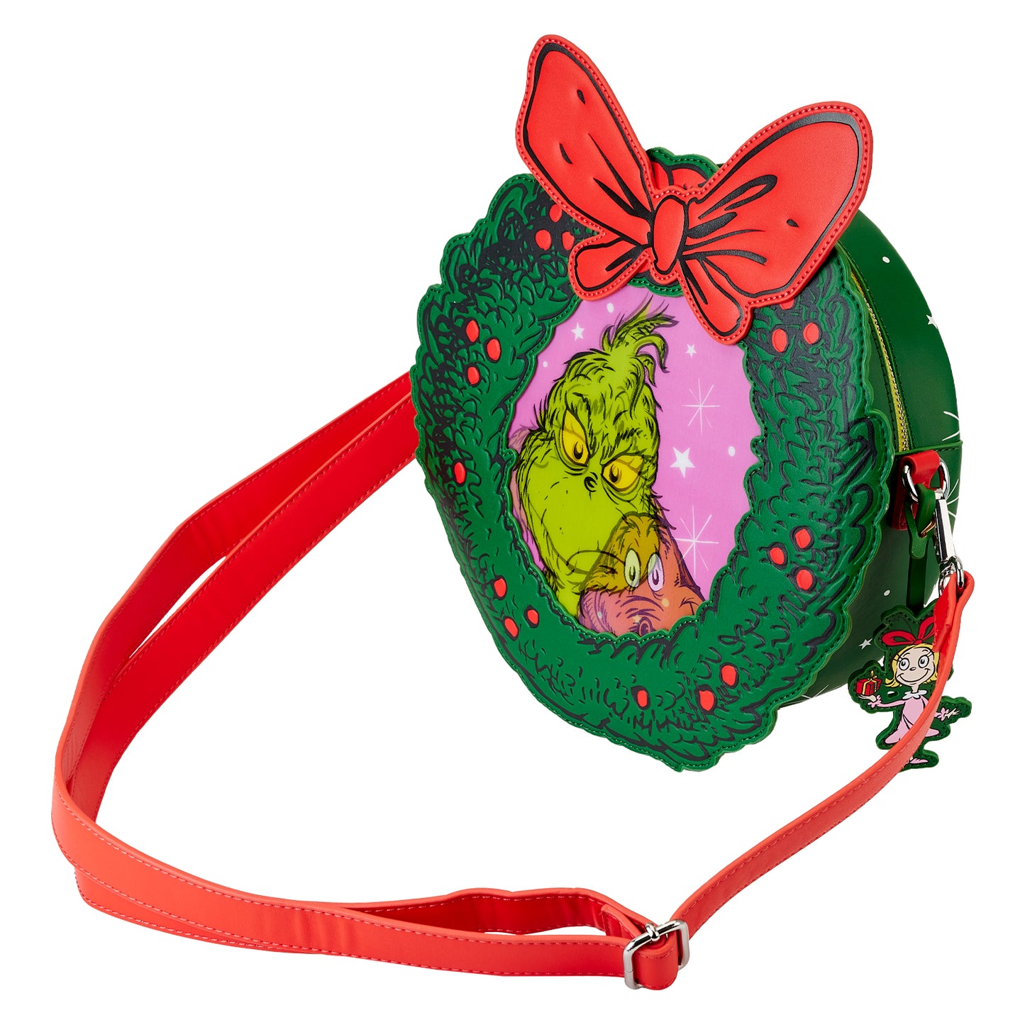 Loungefly Dr. Seuss' How the Grinch Stole Christmas! Wreath Crossbody Purse *PRE-ORDER ITEM*