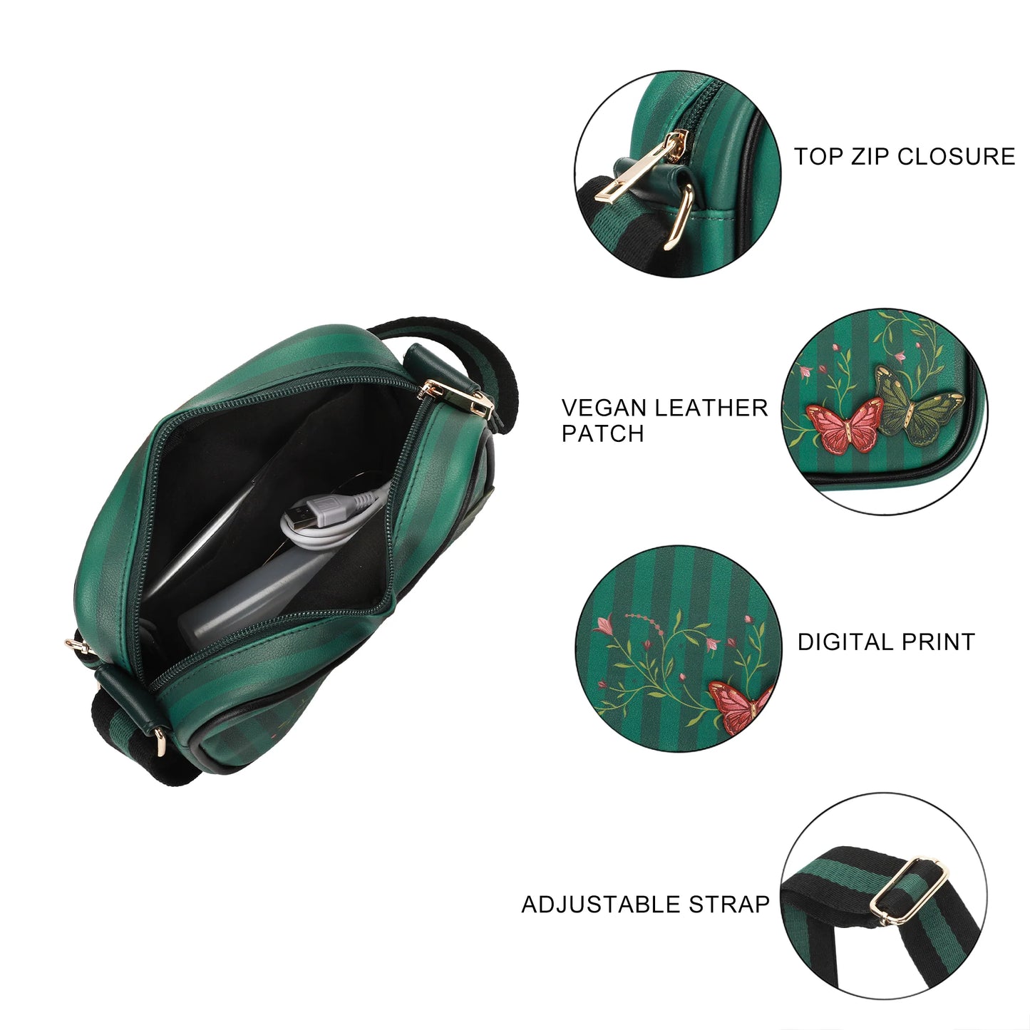 Universal Wicked: Part One Crossbody Bag with Emerald Detailing and Adjustable Strap