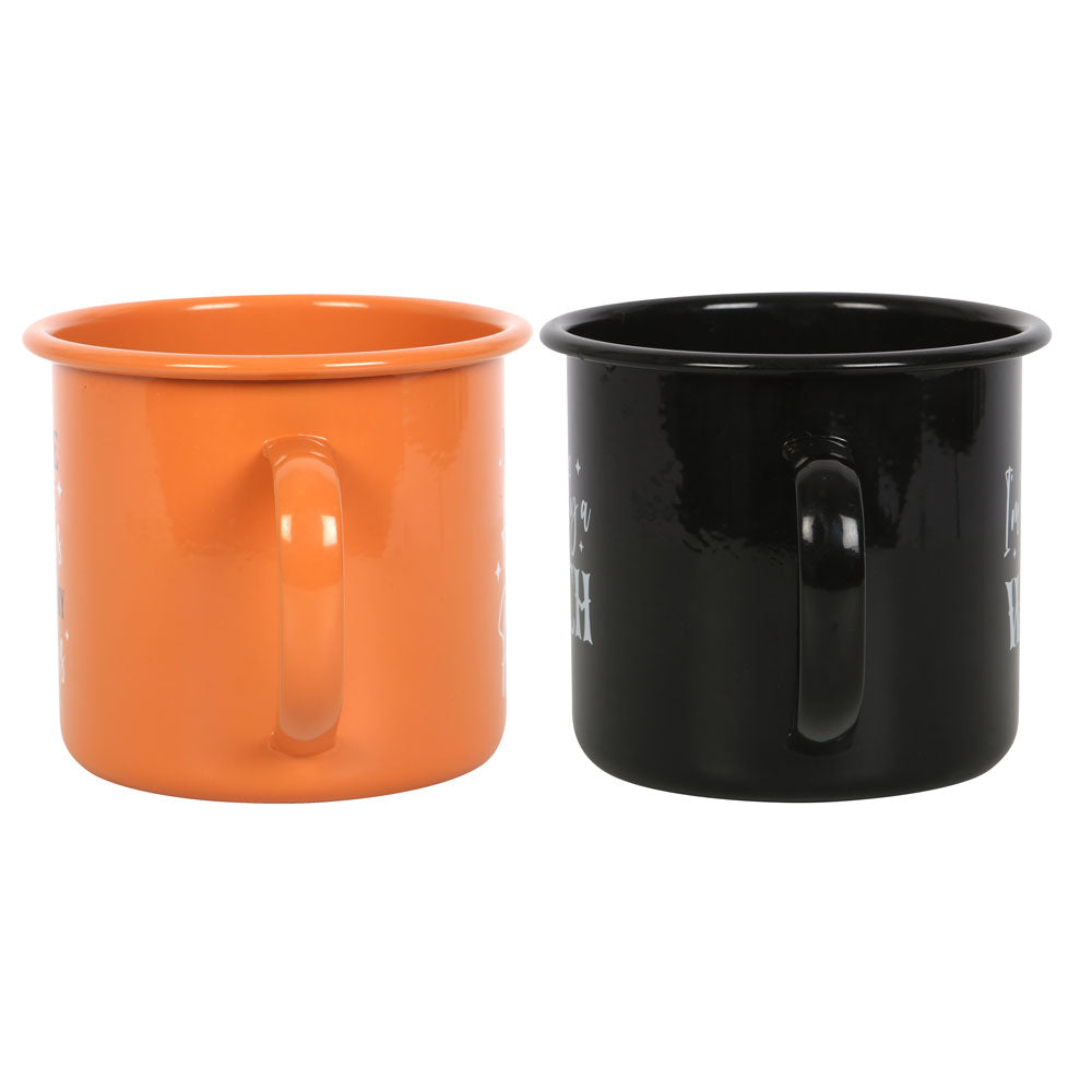 Witchy Enamel Halloween Mugs Set Of Two