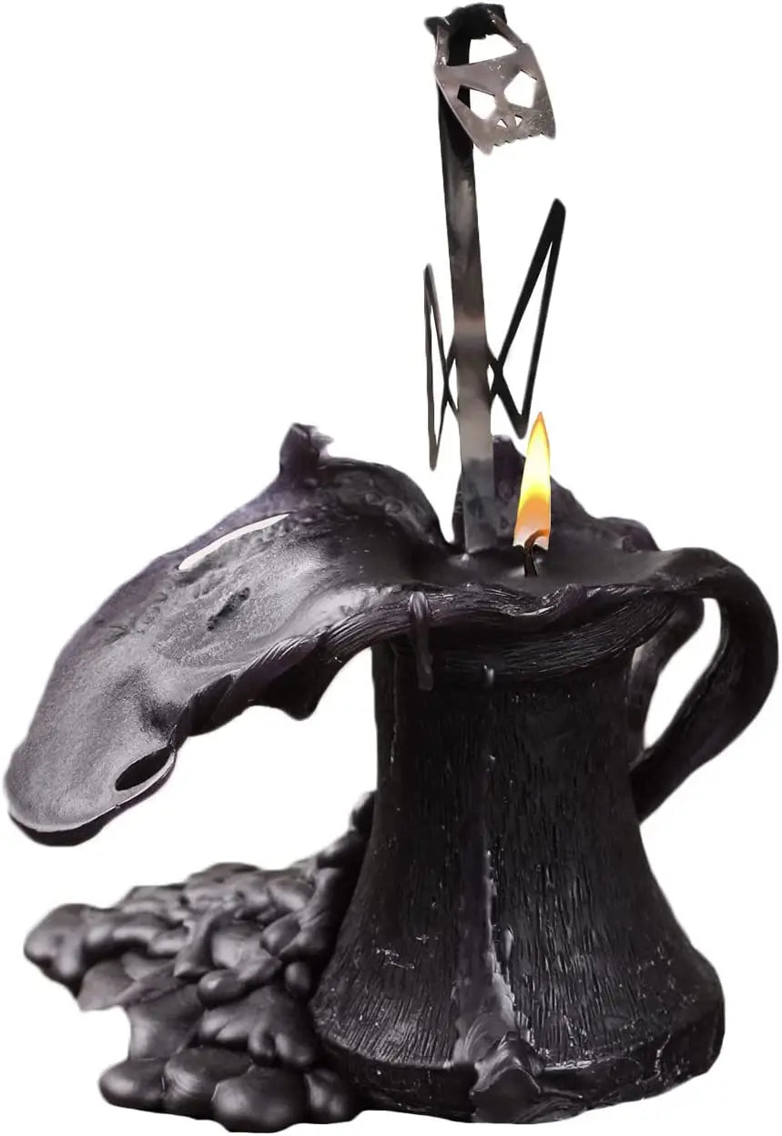 Halloween Bat Shaped Candle With Metal Skeleton Inside