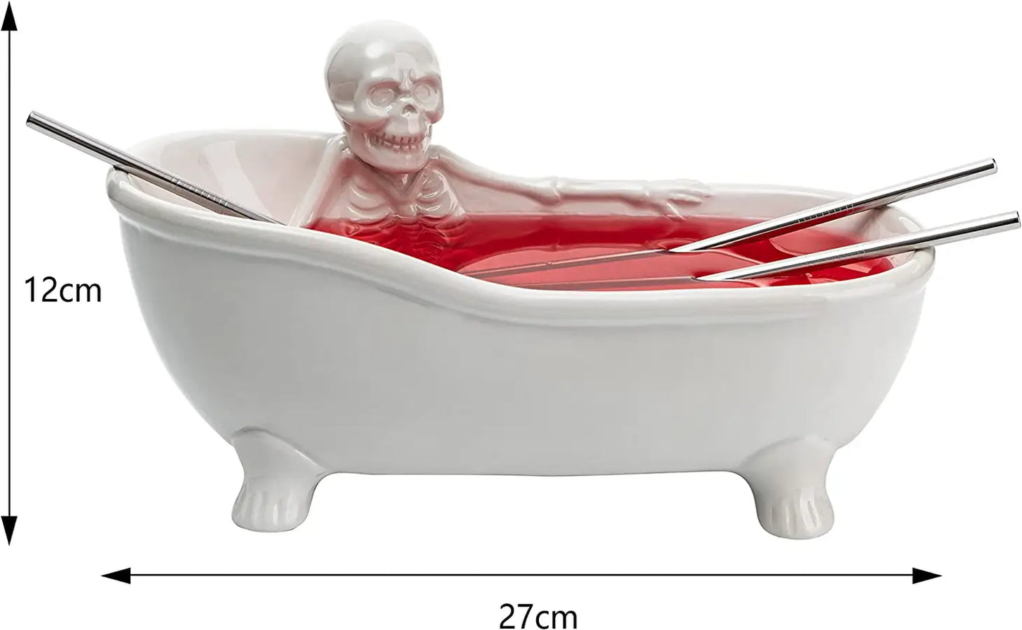 Skeleton Bathtub Cocktail Drinking Cup Sharer With Straws