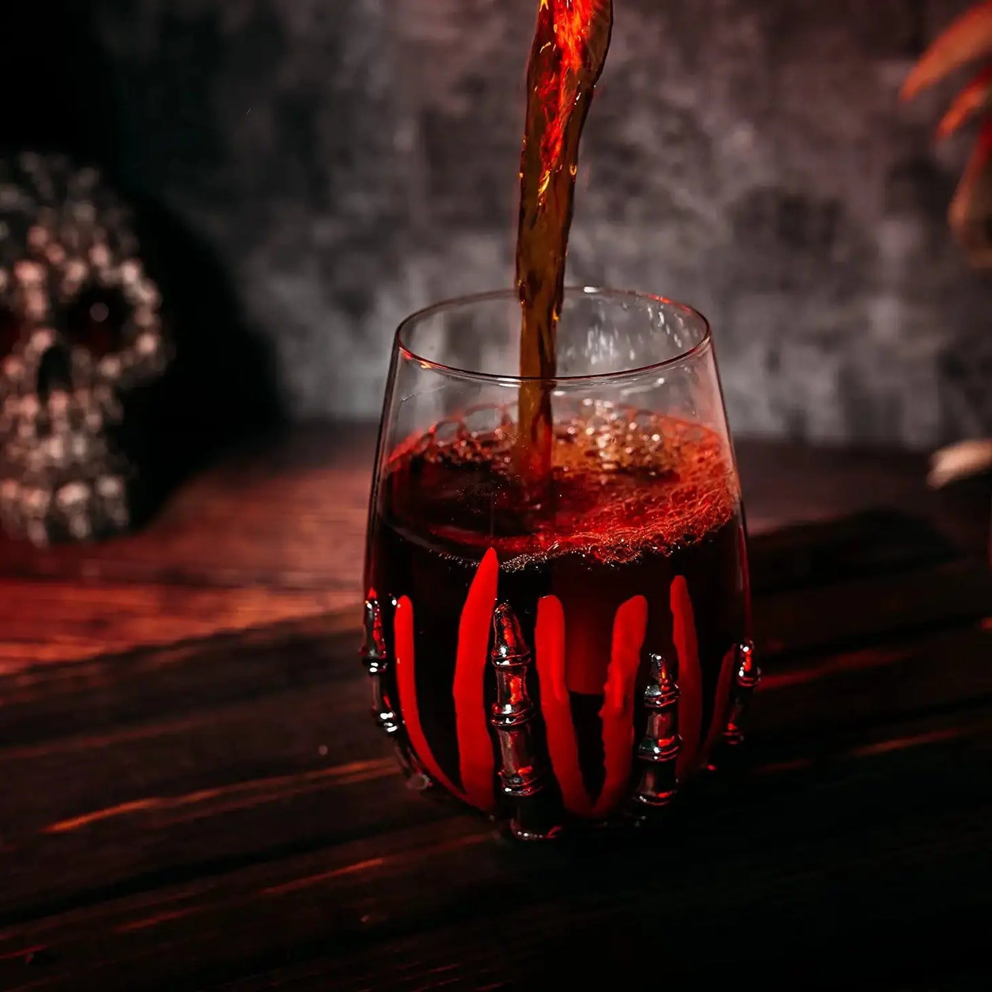 Bloody Skeleton Hand Wine Glass