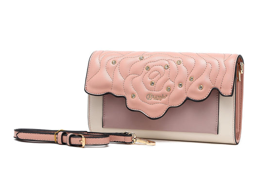 Rosette Crystal Small Evening Handbag Blush