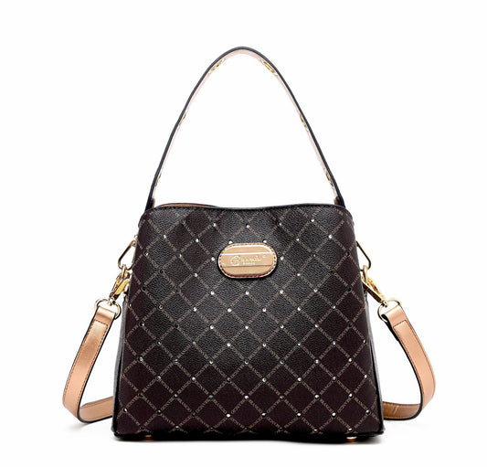 Iconic Boss Small Crossbody Satchel Handbag Brown