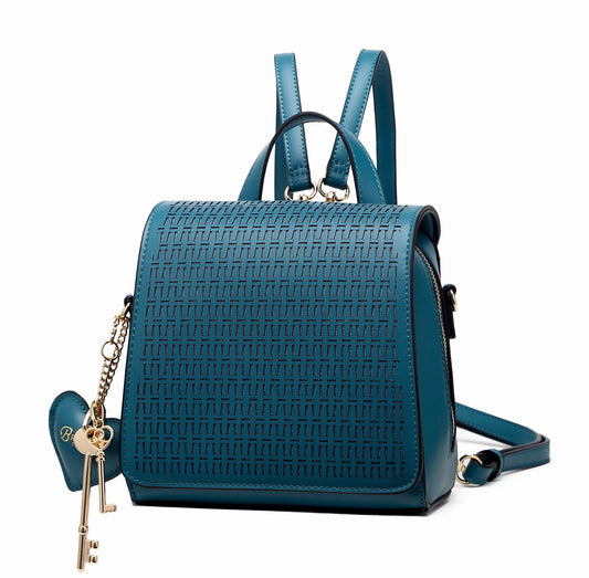 Sacred Heart Reversible Mini Backpack Purse Blue