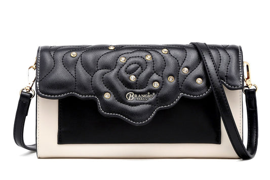 Rosette Crystal Small Evening Handbag Black