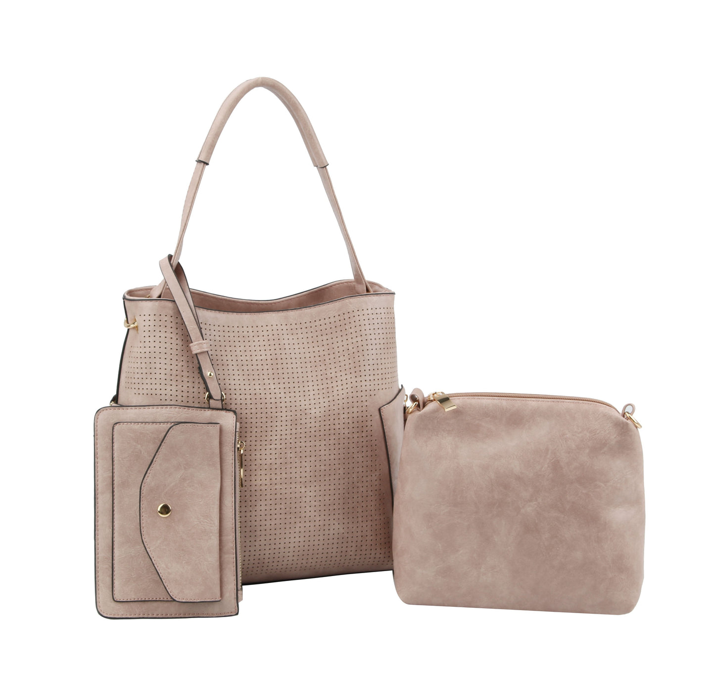 Michelle 3 in 1 Hobo Tote Medium Handbag Blush
