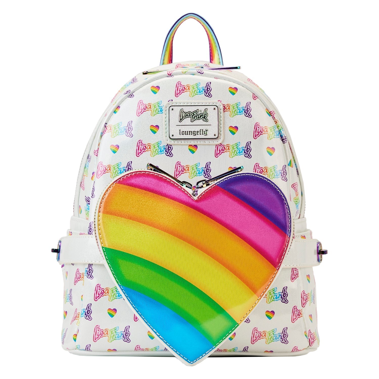Lisa Frank Rainbow Heart Mini Backpack with Waist Bag by Loungefly