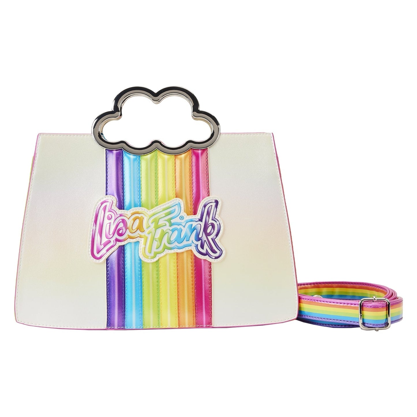 Loungefly Lisa Frank Rainbow Cloud Handle Chain Strap Crossbody Purse