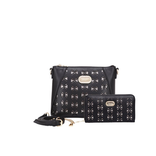 Jenna Crystal Small Cross-body Purse Black