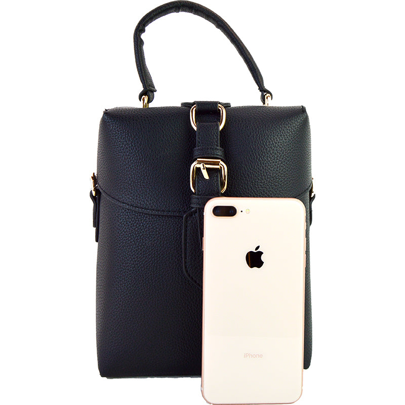 Eleanor Square Medium Cross-Body Purse Black