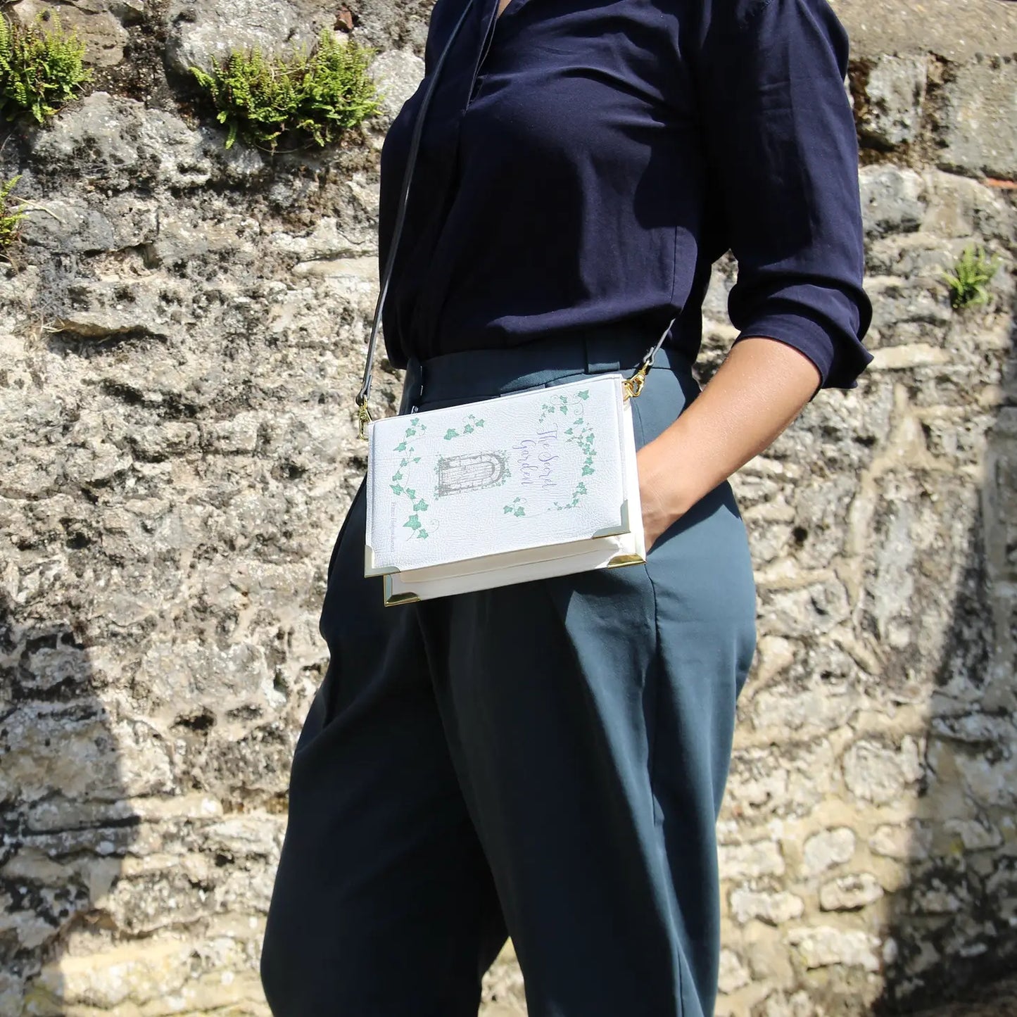 Well Read The Secret Garden Grey Book Crossbody Purse Small Bag