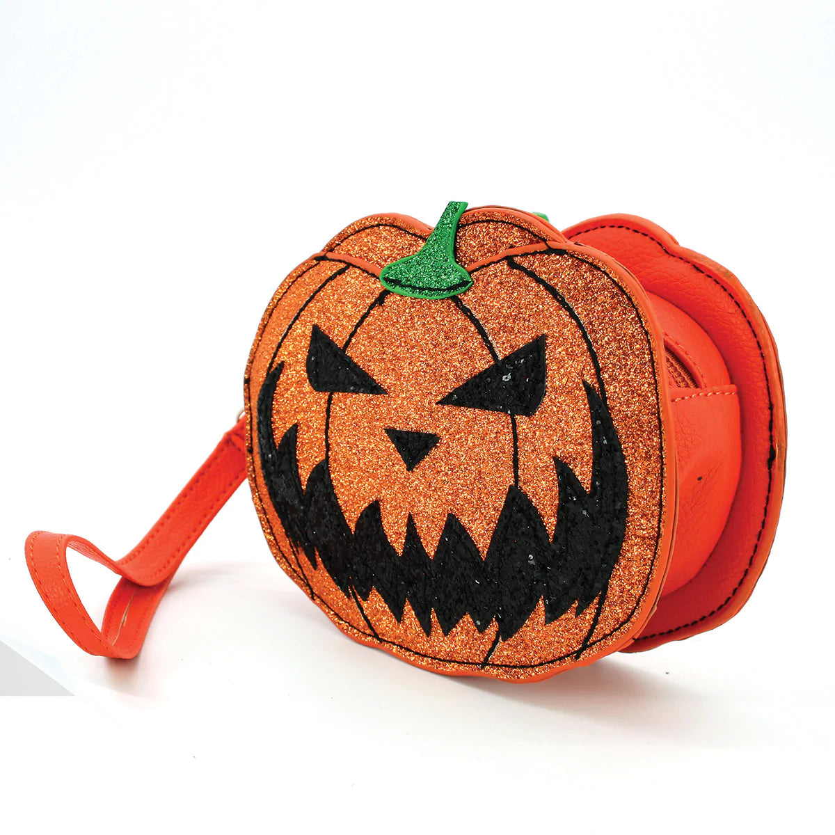 Glittery Jack O Lantern Wristlet Coin Purse