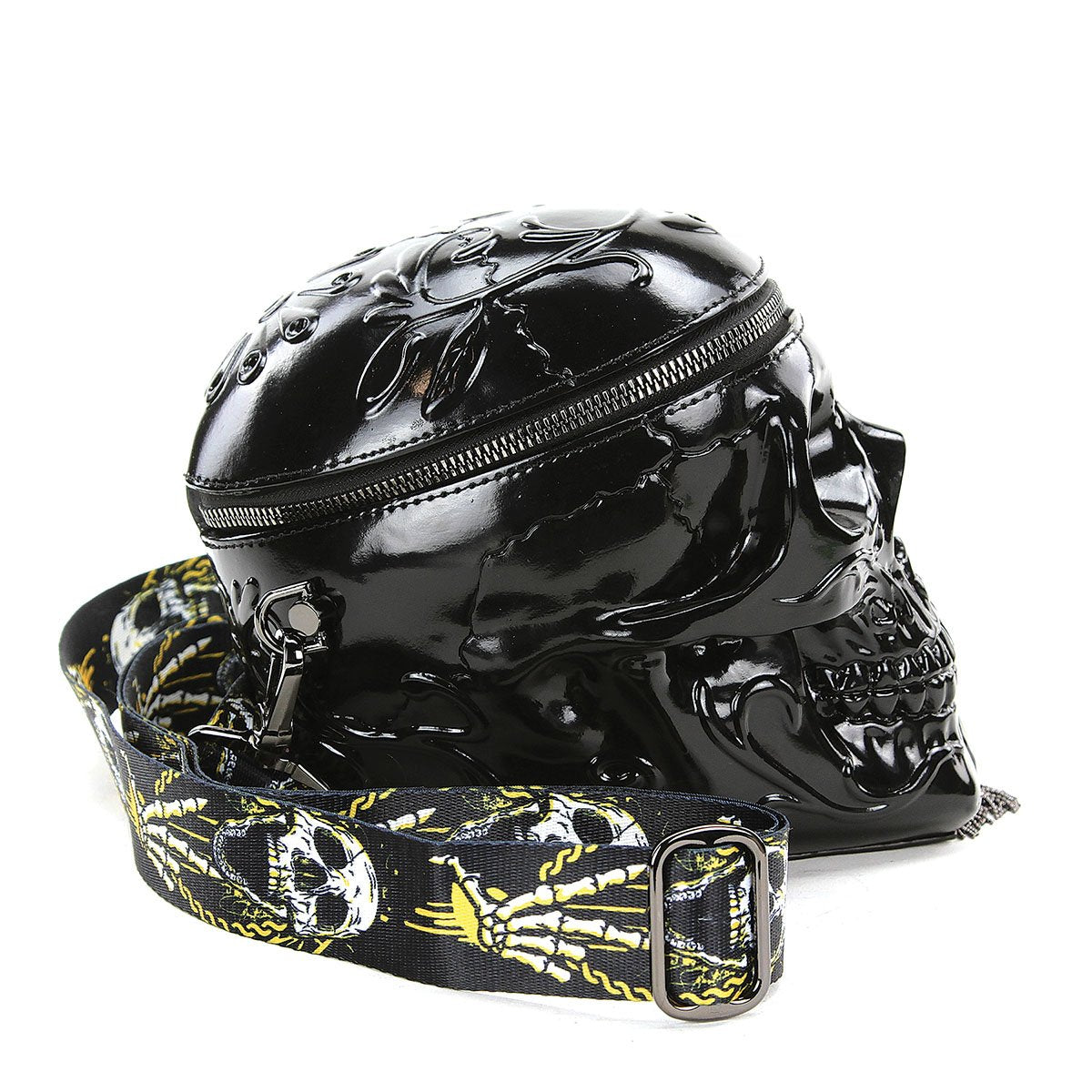 Sugar Skull Head Black Crossbody Purse