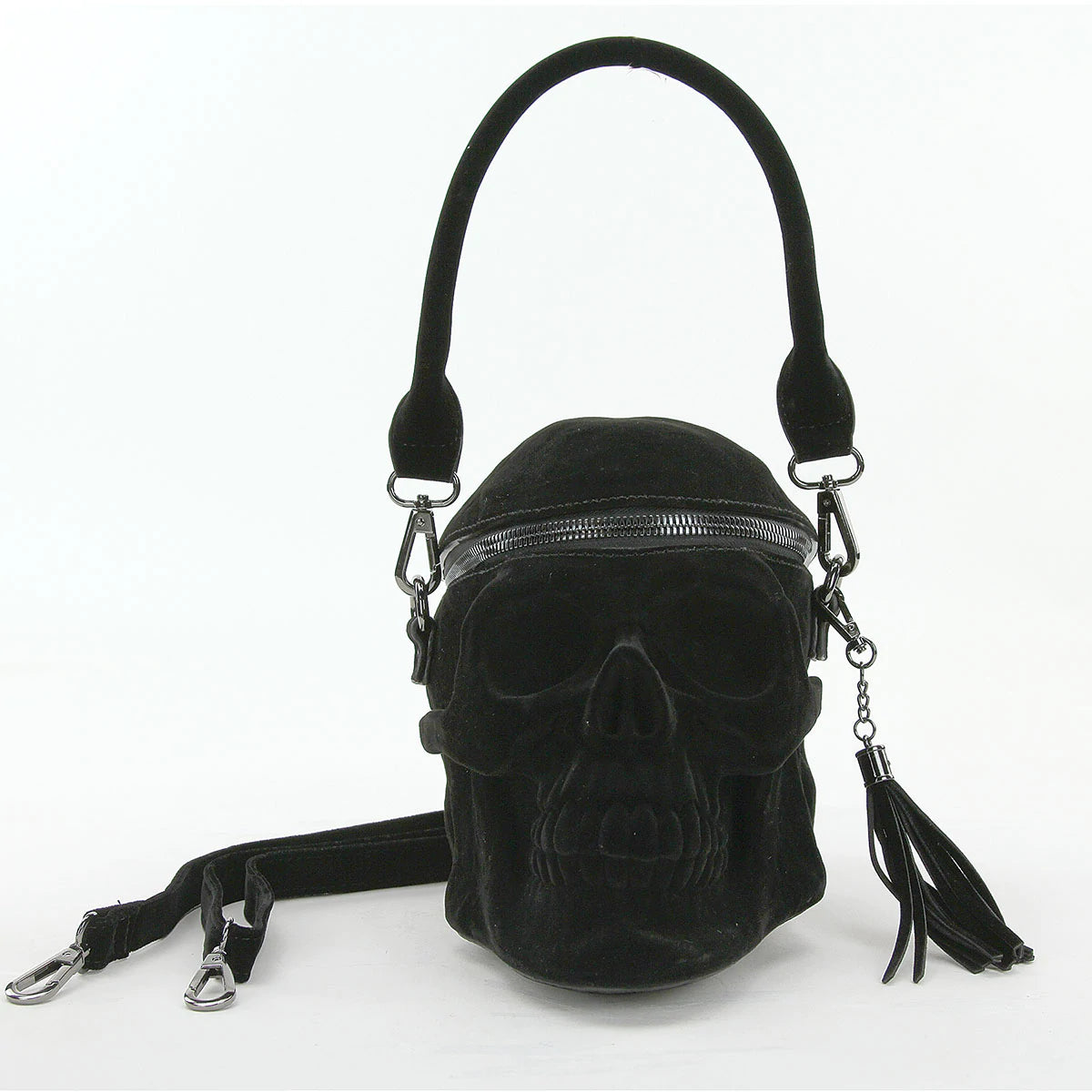 Black Velvet Skull Handbag