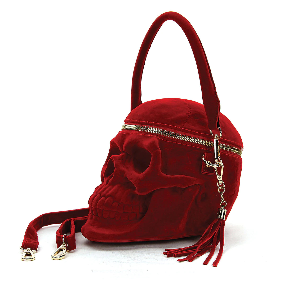 Red Velvet Skull Handbag