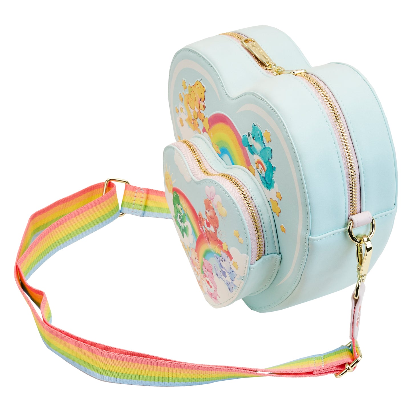 Loungefly Care Bears Heart Cloud Party Rainbow Strap Crossbody Purse