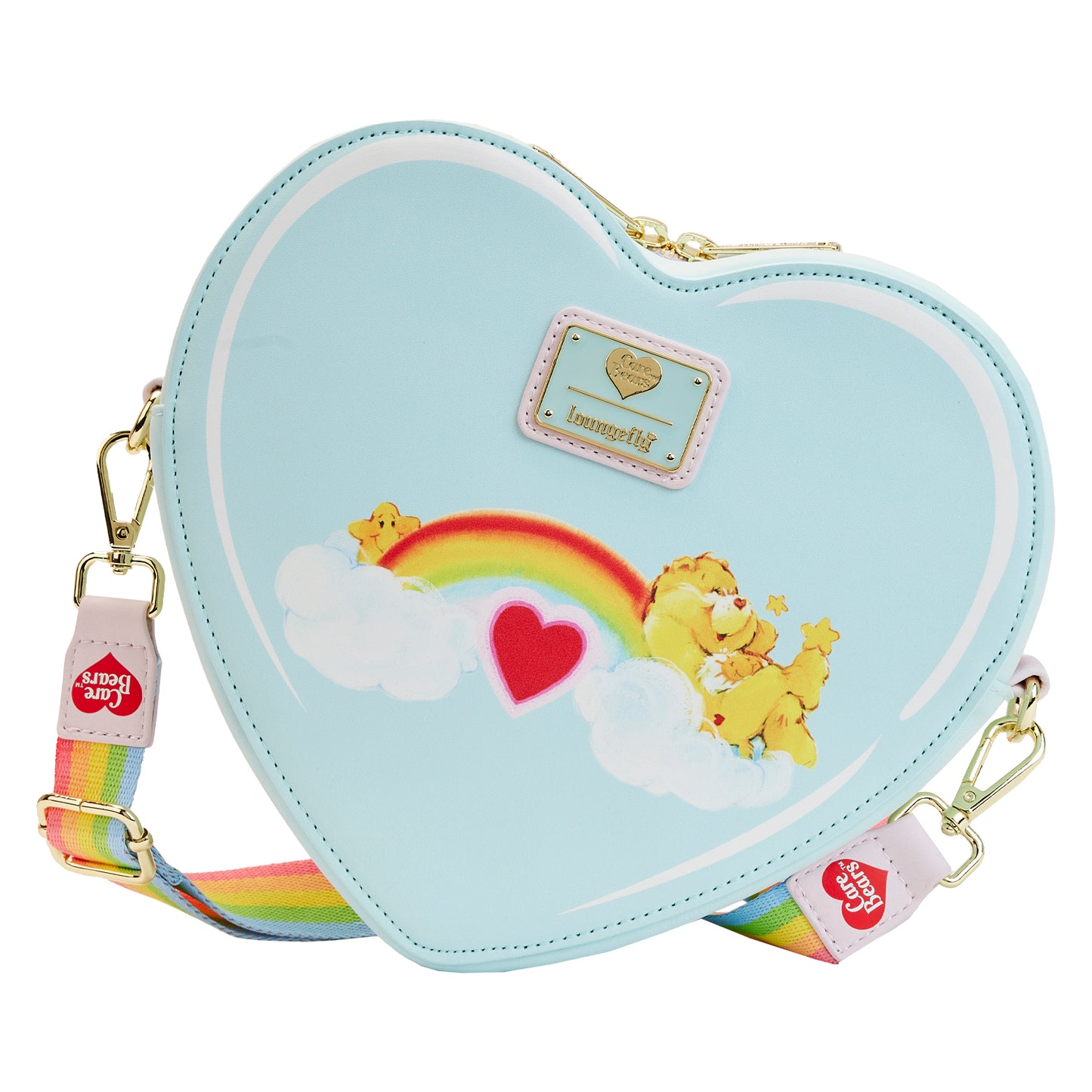 Loungefly Care Bears Heart Cloud Party Rainbow Strap Crossbody Purse