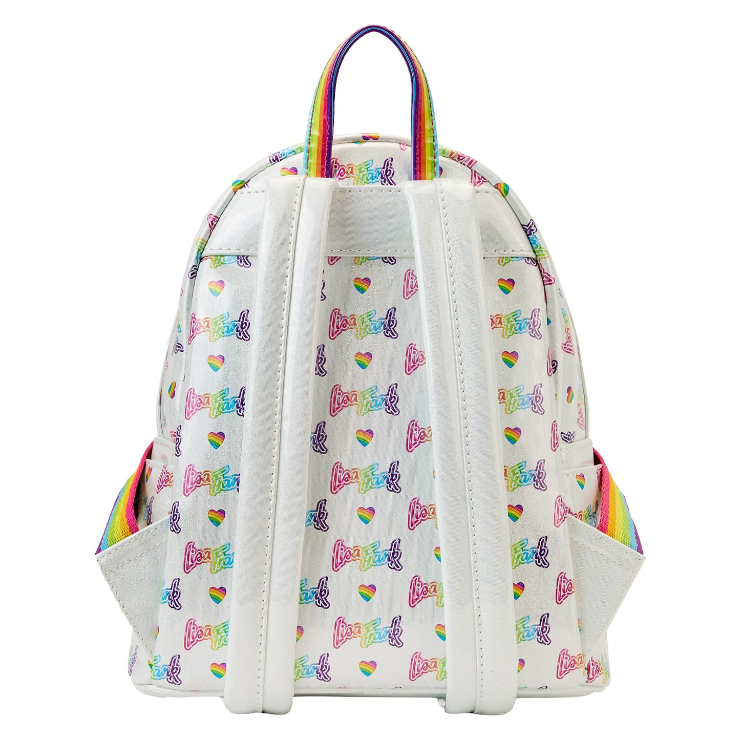 Loungefly Lisa Frank Logo Heart Detachable Rainbow Bag Mini Backpack