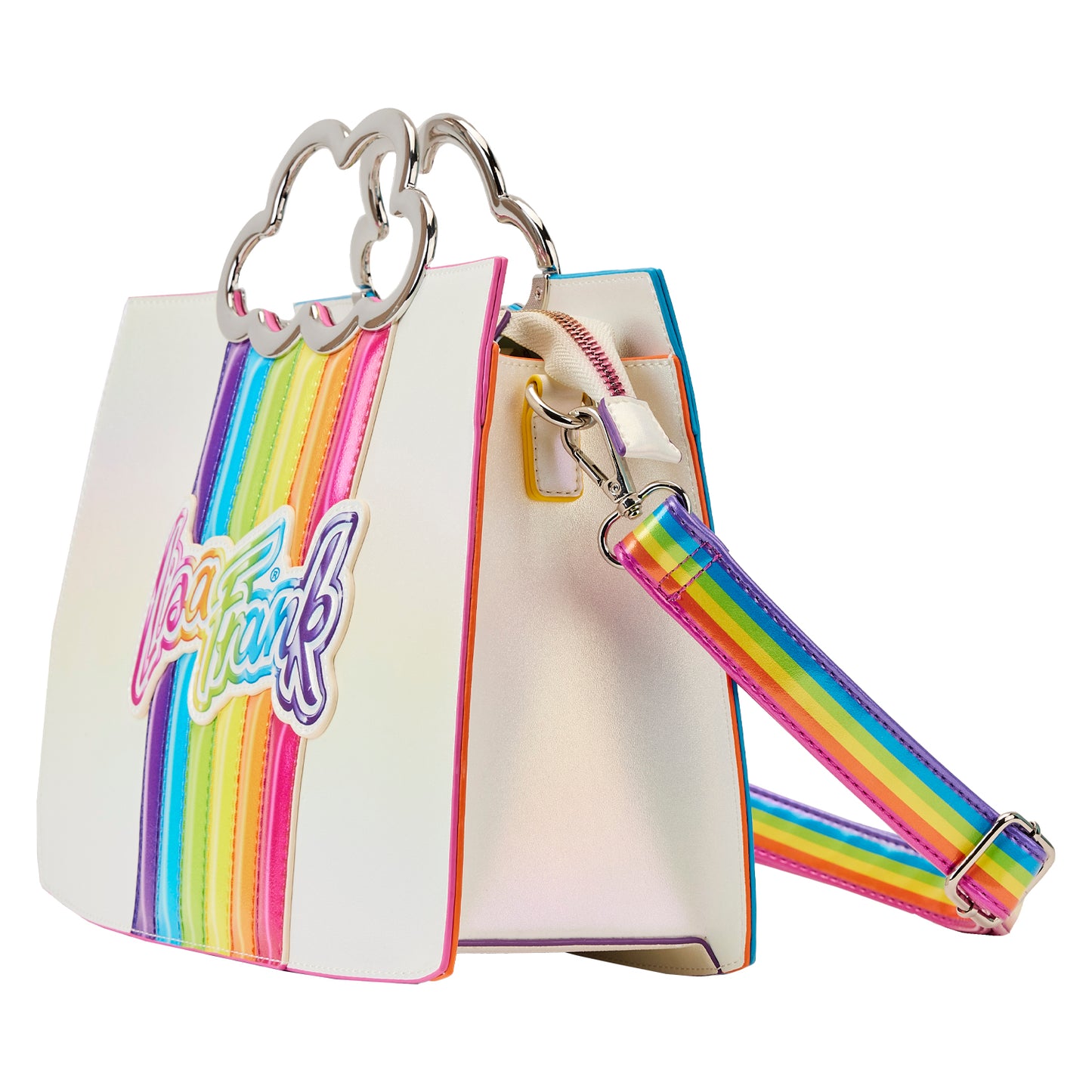 Loungefly Lisa Frank Rainbow Cloud Handle Chain Strap Crossbody Purse