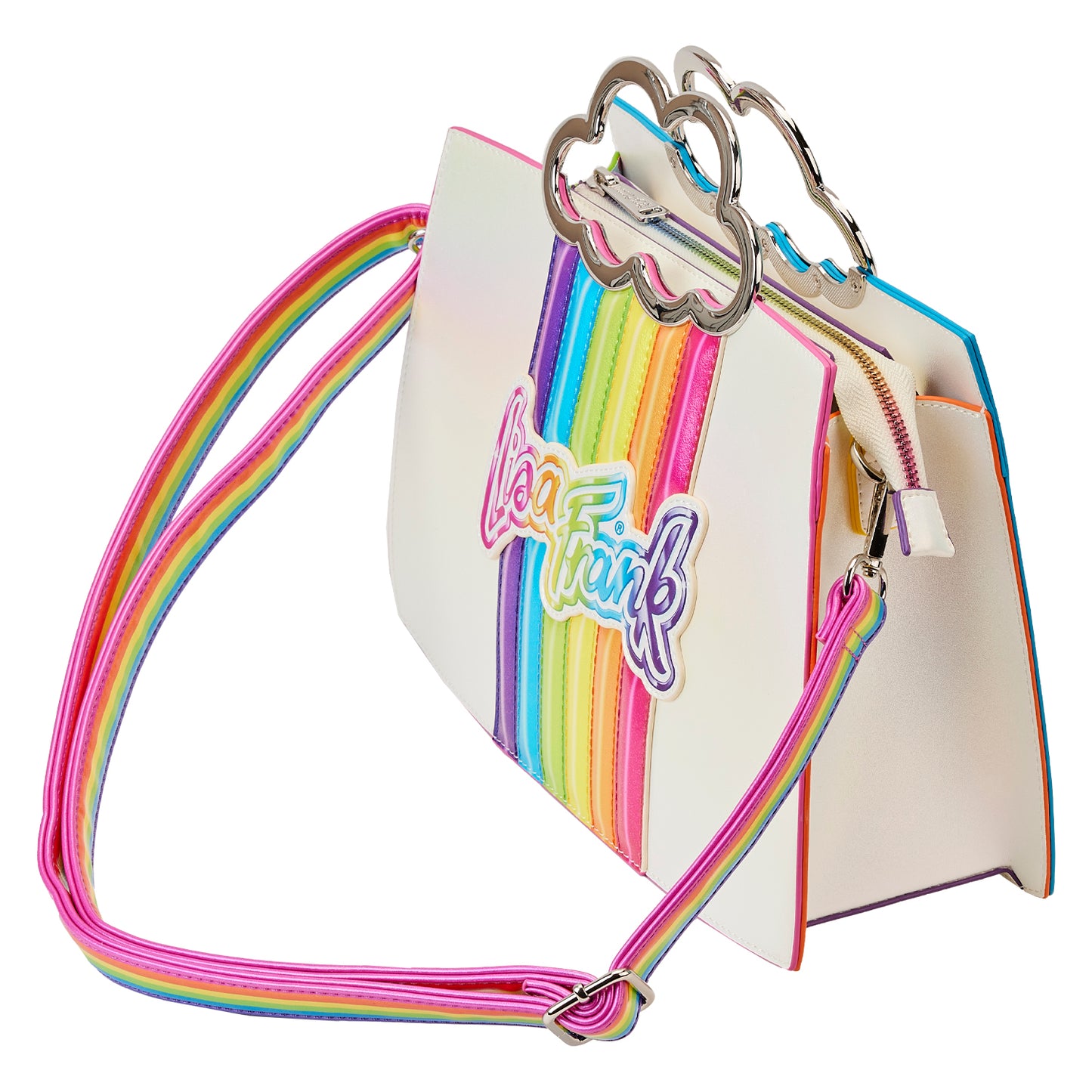 Loungefly Lisa Frank Rainbow Cloud Handle Chain Strap Crossbody Purse