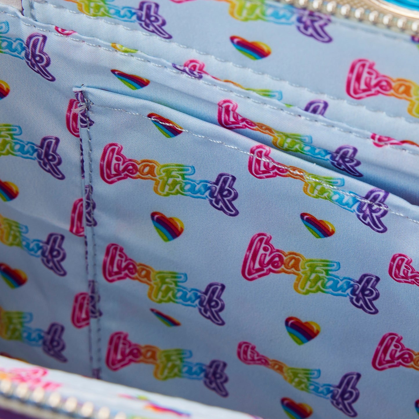 Loungefly Lisa Frank Rainbow Cloud Handle Chain Strap Crossbody Purse