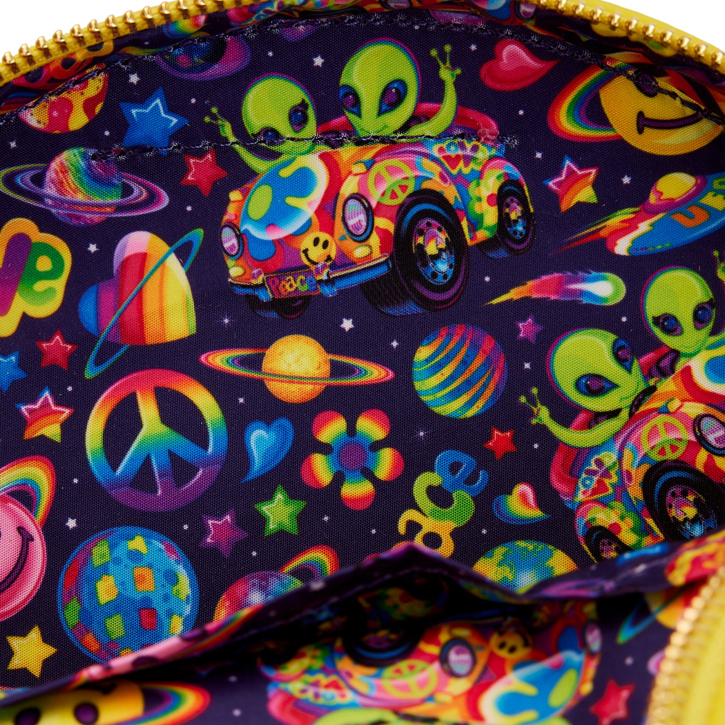 Loungefly Lisa Frank Yellow Rainbow Ring Saturn Crossbody Purse