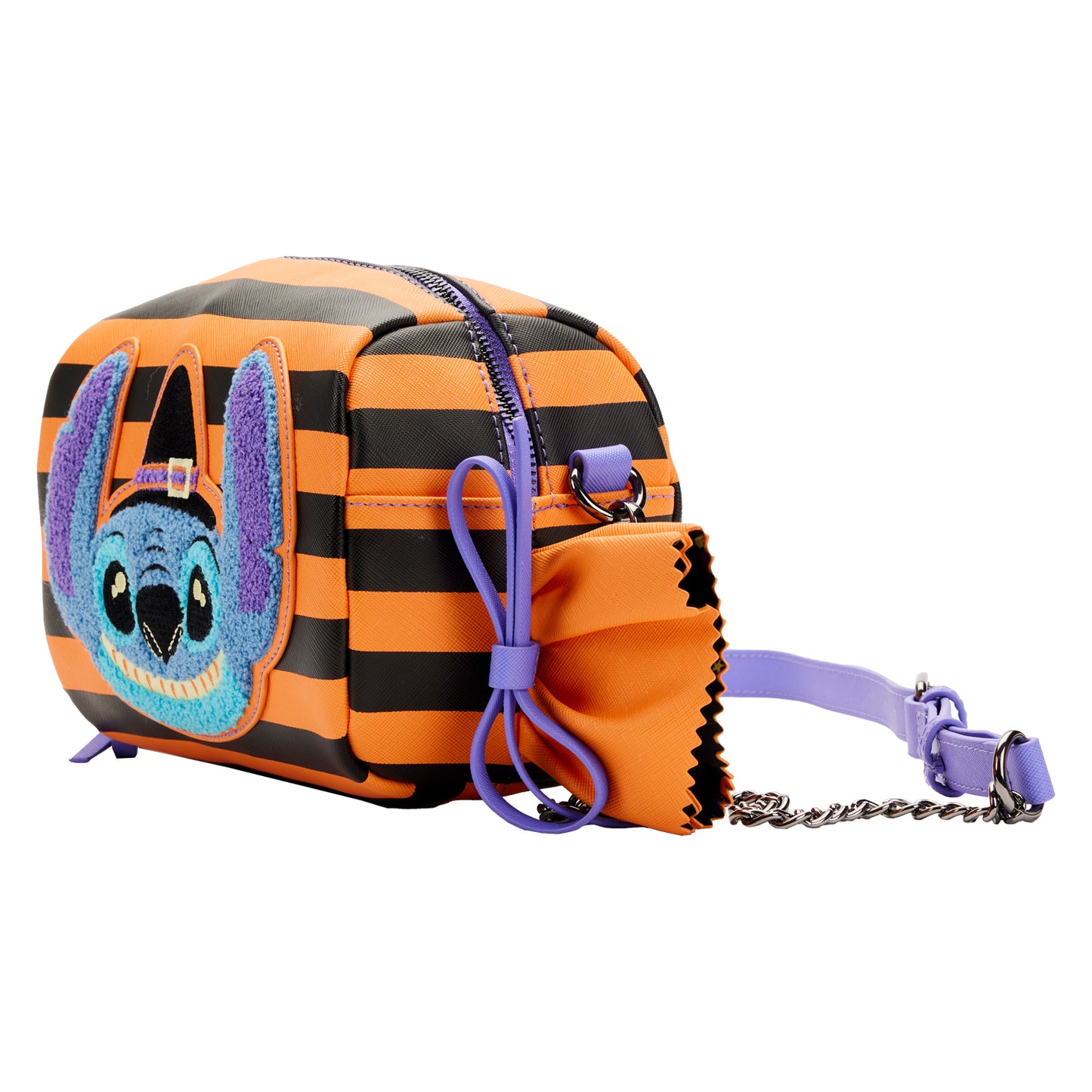 Loungefly Disney Lilo and Stitch Striped Halloween Candy Wrapper Crossbody Bag