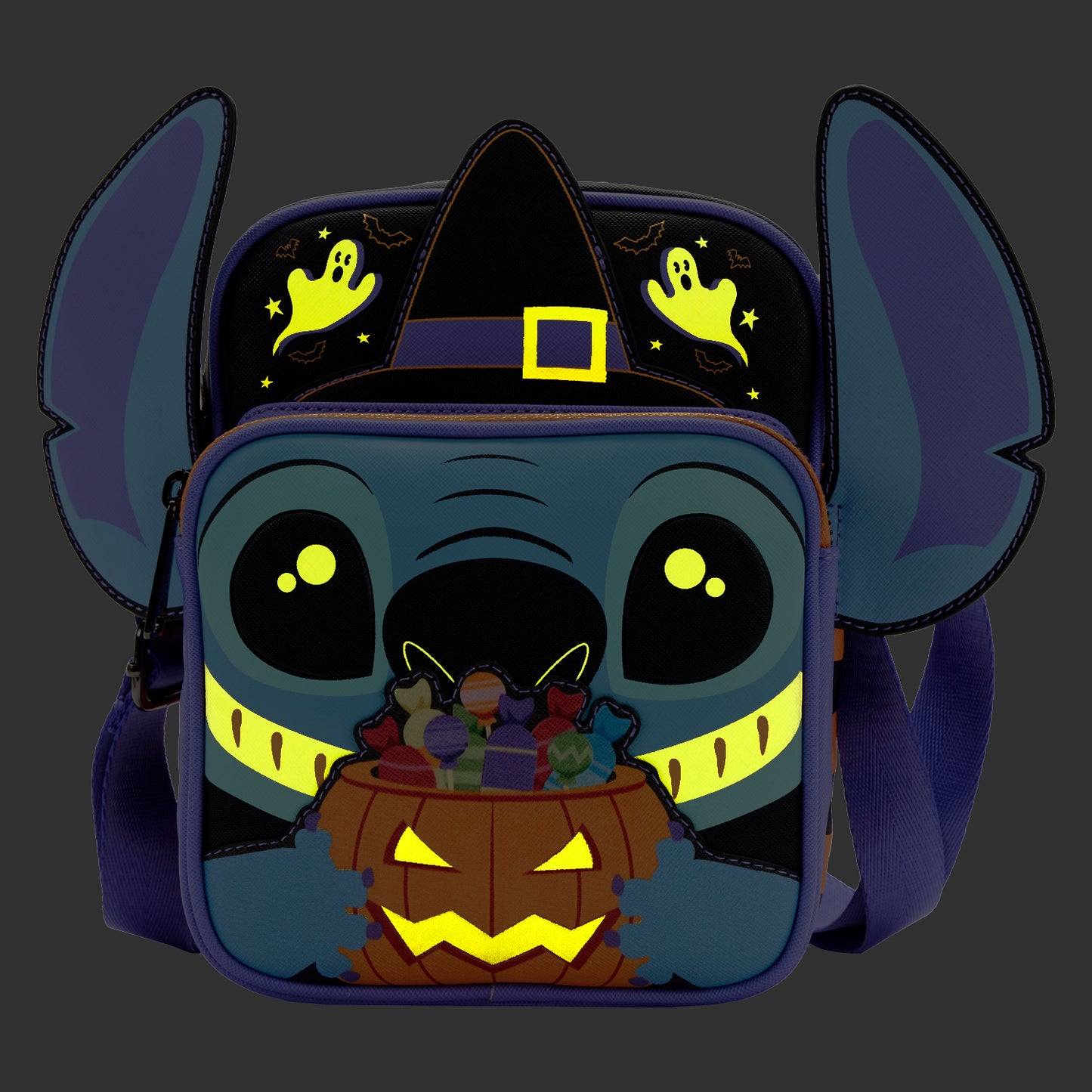 Loungefly Disney Lilo and Stitch Glow Halloween Candy Cosplay Passport Bag