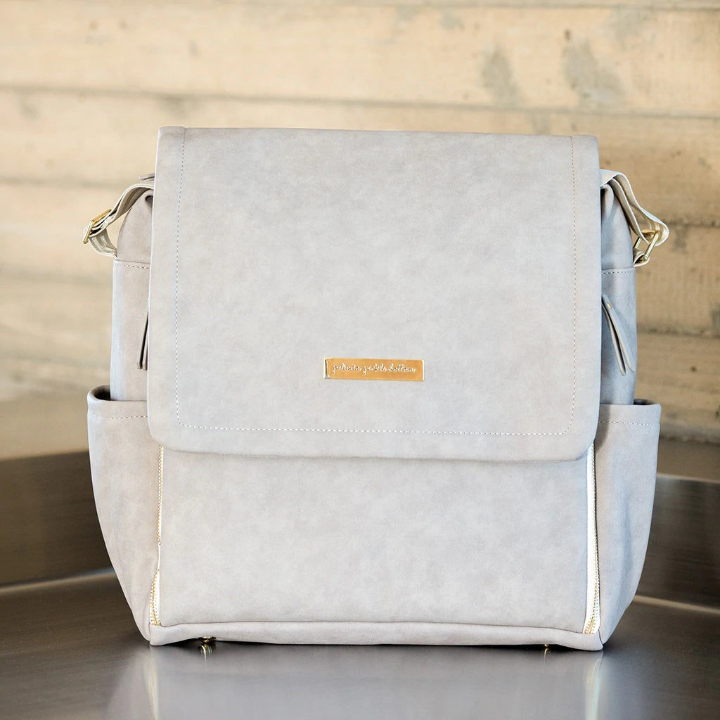 Petunia Pickle Bottom Boxy Backpack In Grey Matte Leatherette