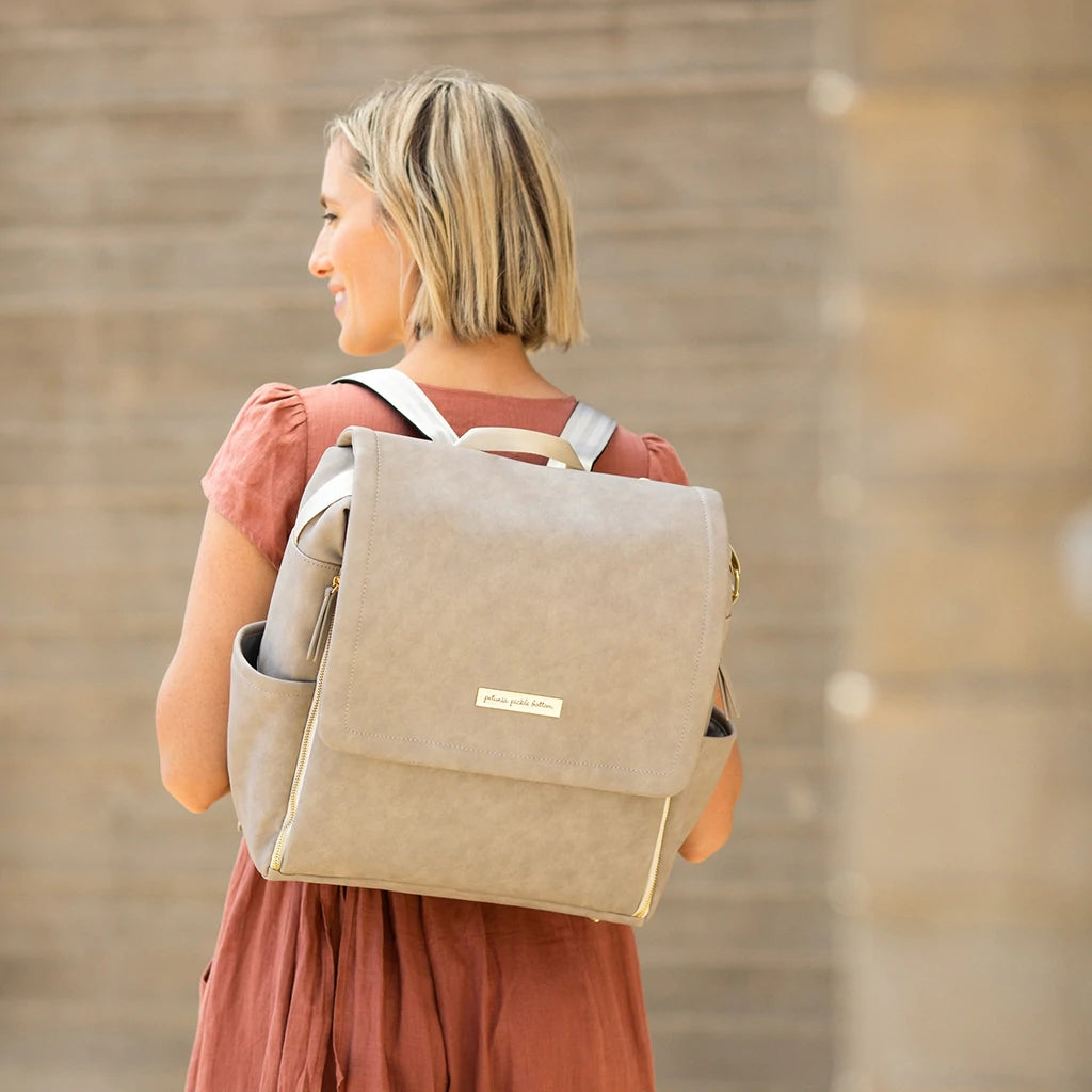 Petunia Pickle Bottom Boxy Backpack In Grey Matte Leatherette