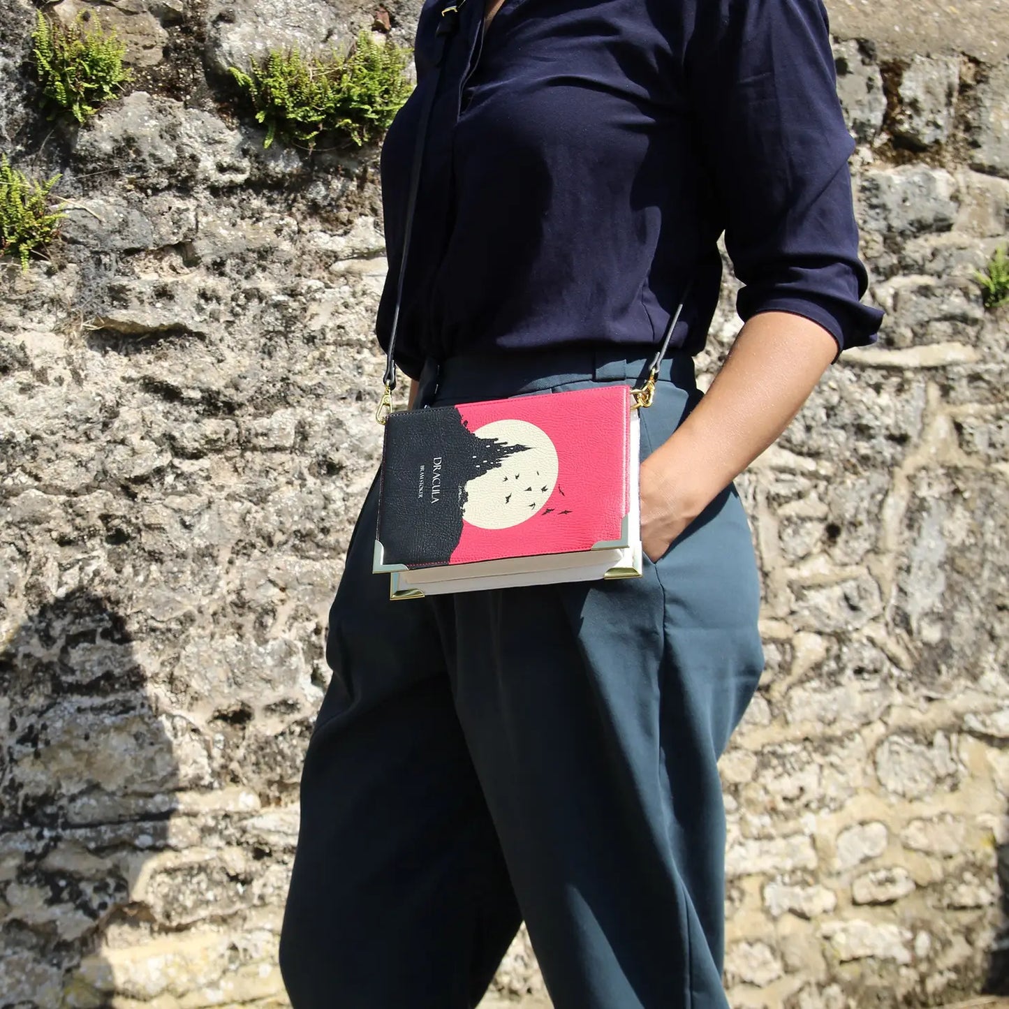 Well Read Dracula Moon Red Book Crossbody Purse Small Bag