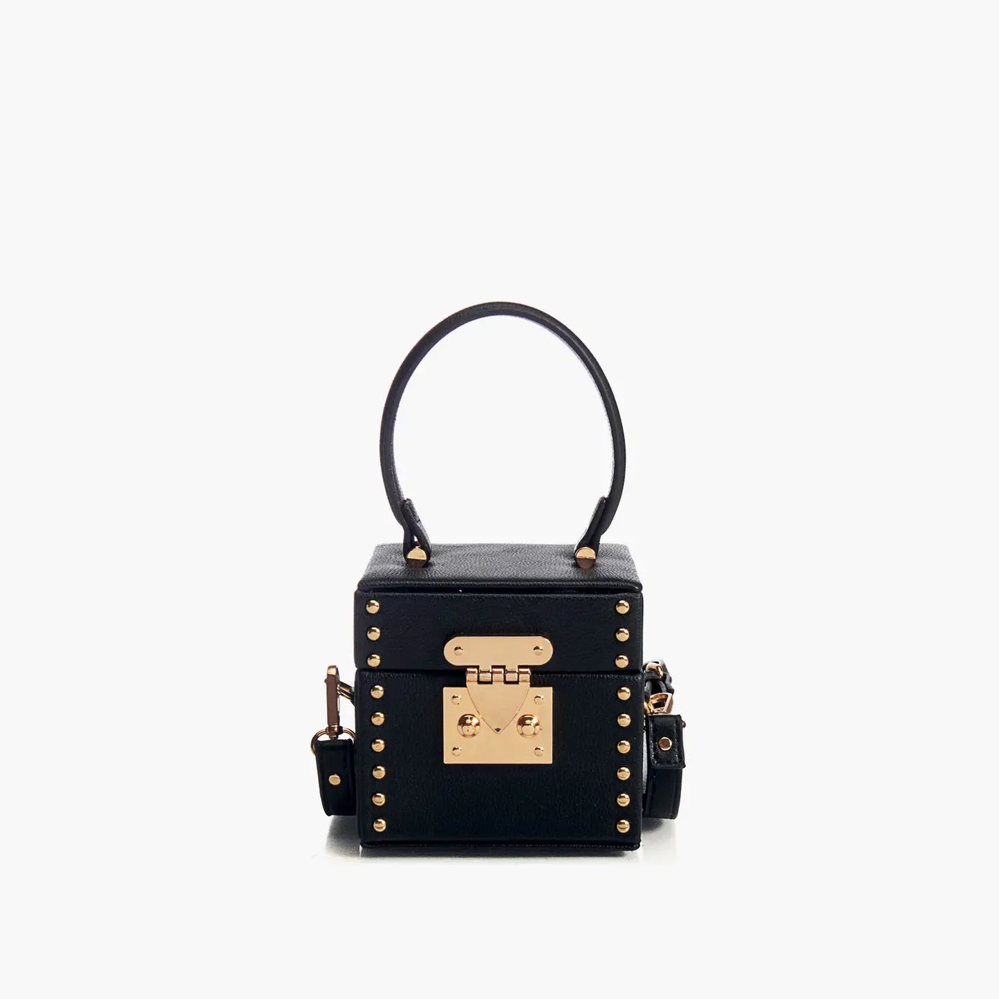 Estelle Studded Cube Shoulder Bag Black