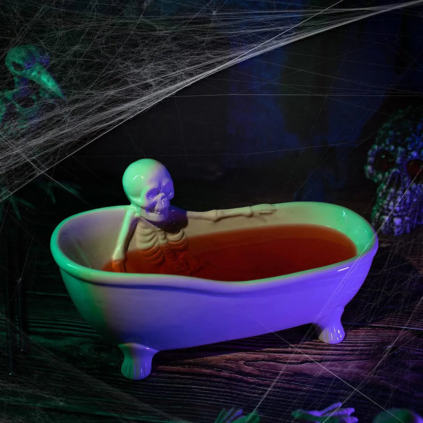 Skeleton Bathtub Cocktail Drinking Cup Sharer With Straws