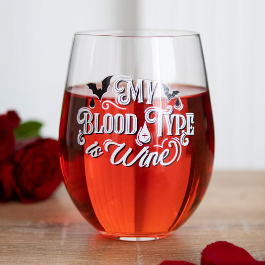 My Blood Type Is Wine Stemless Gothic Vampire Wine Glass