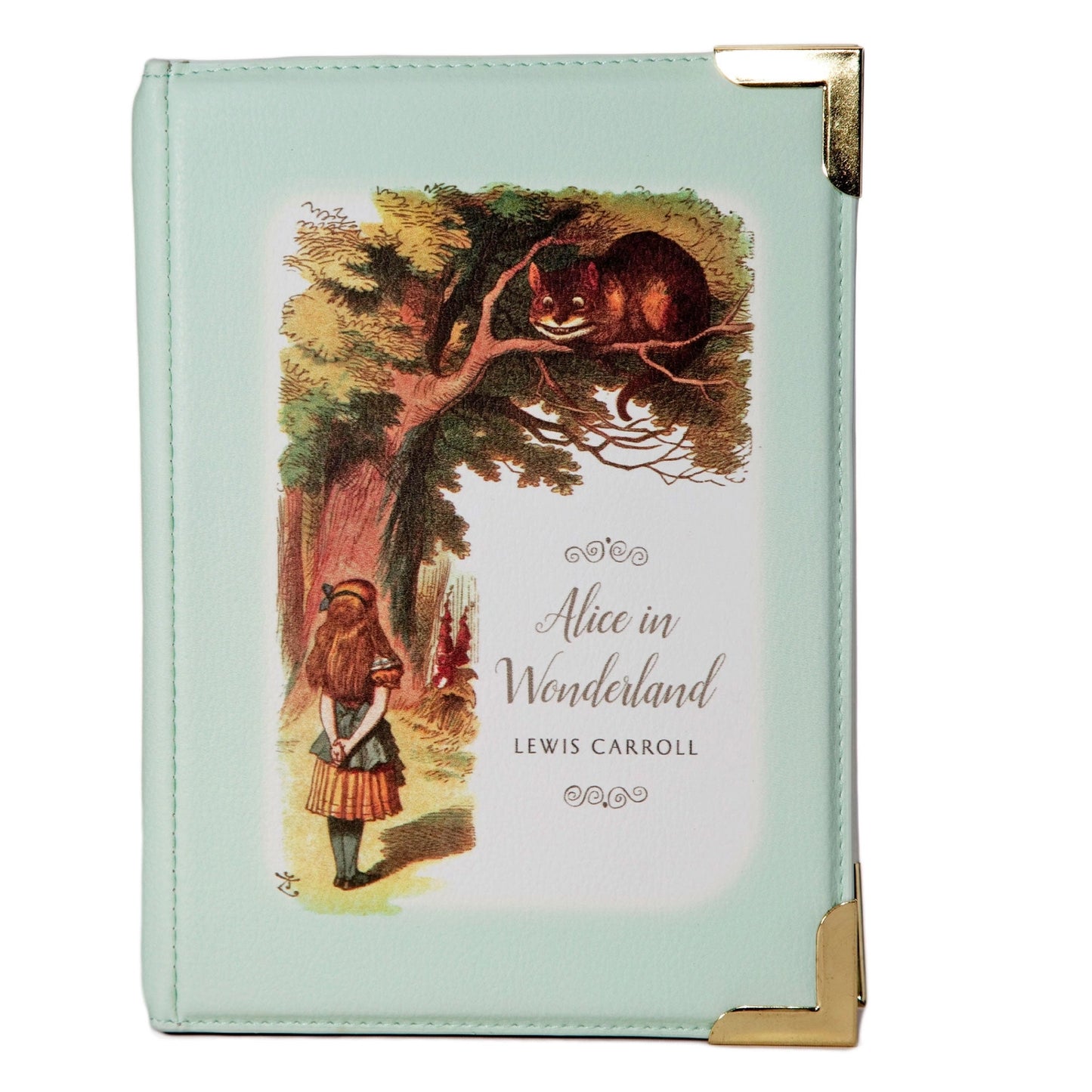Well Read Alice in Wonderland Turquoise Book Crossbody Purse Small Bag