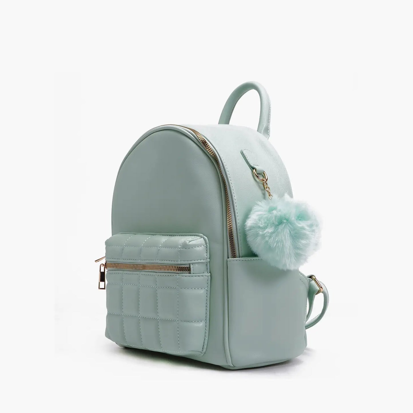 Unity Quilted Front Pocket Mini Backpack Mint Side View