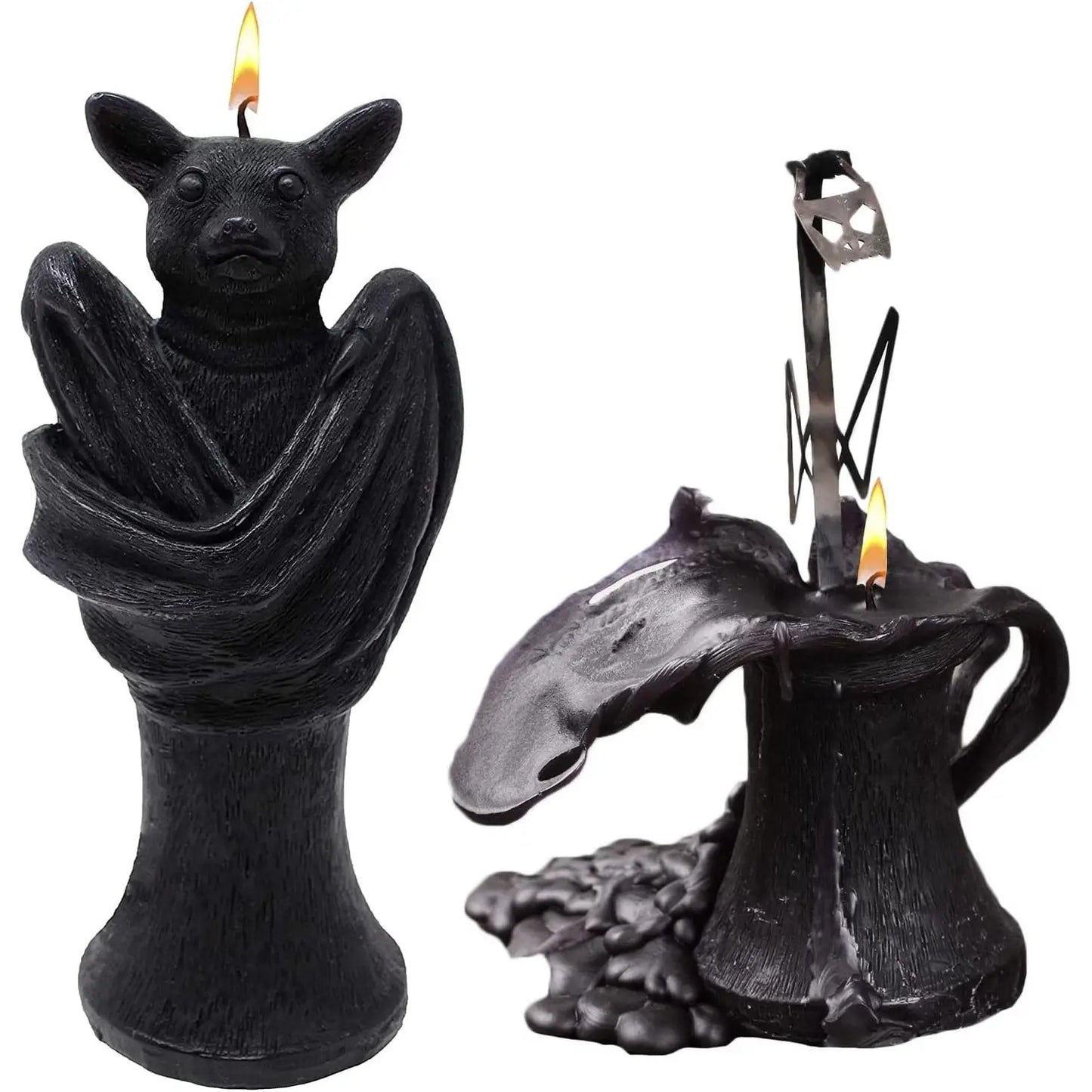 Halloween Bat Shaped Candle With Metal Skeleton Inside