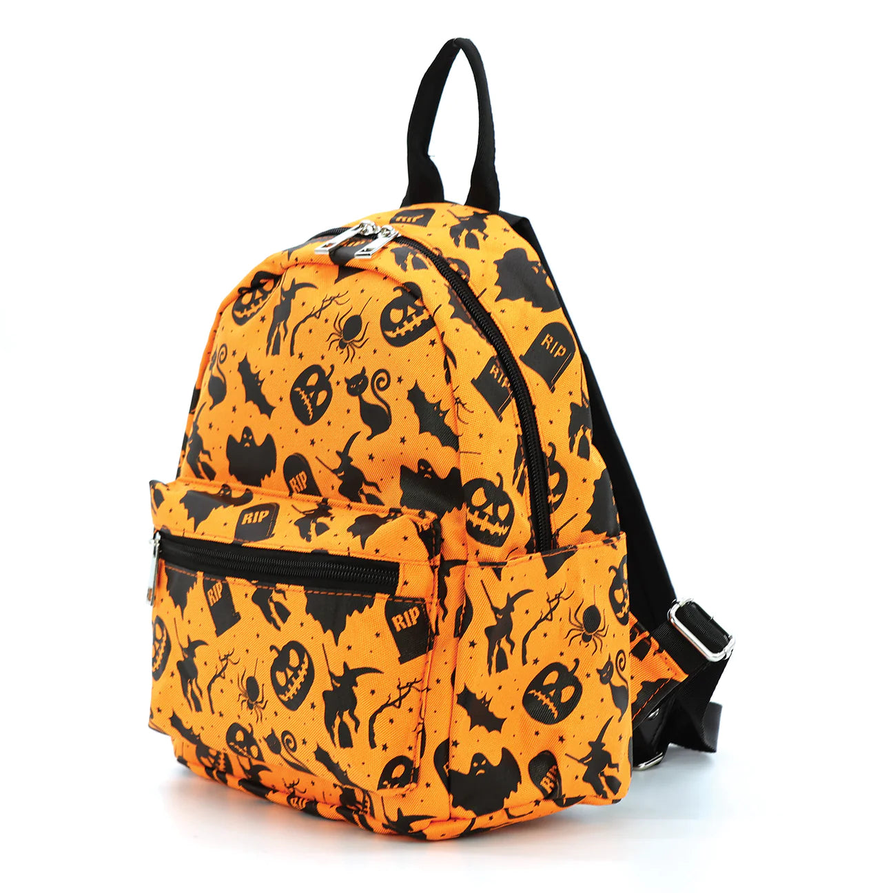Halloween Collage Nylon Mini Backpack Orange