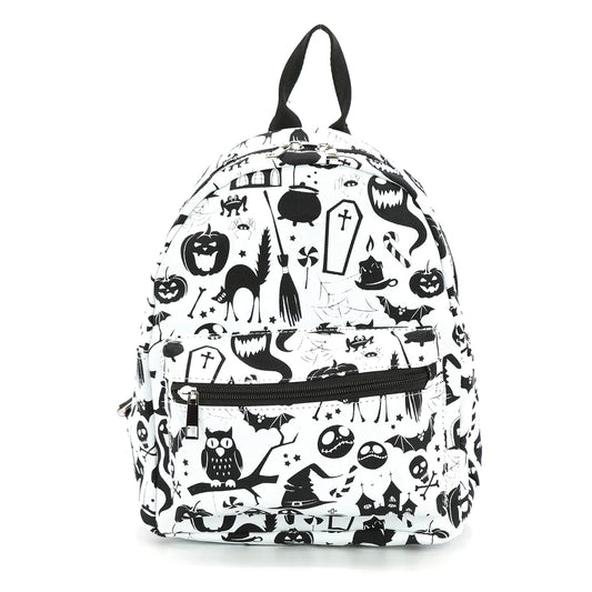Spooky Nights Collage Mini Backpack White
