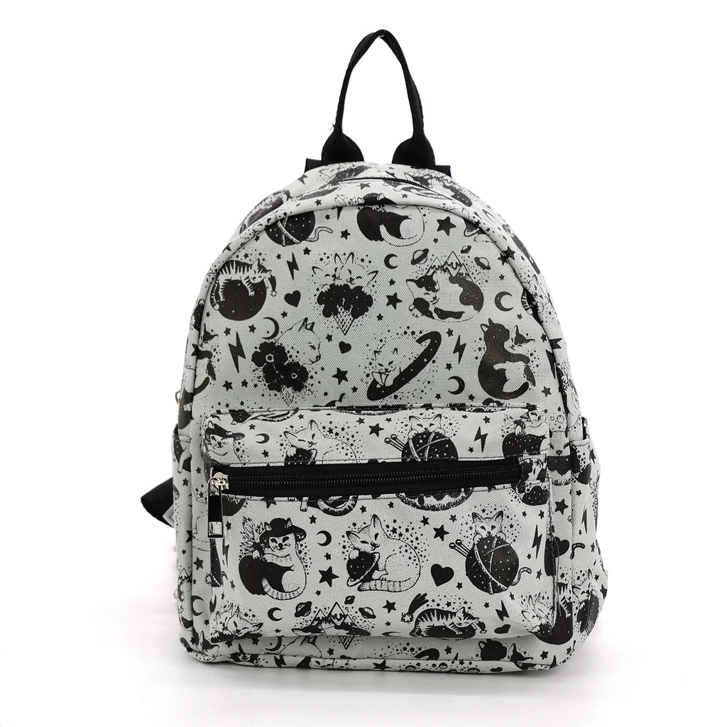 Celestial Cat Collage Nylon Mini Backpack